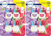 Febreze Odor-Fighting Fade Defy PLUG Air Freshener, Southern Lilac Mornings, Sweet Watermelon Vine, (2 of Each), .79 fl. oz. Oil Refill, 4 Count (Pack of 2)