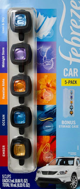 Febreze Mixed Scents Air Freshener, 5 Car Vent Clips, 5 Count (Pack of 1)