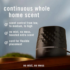 Febreze Plug in Scent Booster Air Freshener Oil Diffuser Black | Black Plug-in oil diffuser. Boosts scent for 40 mins. Long cord for flexible placement. Fits every home. Starter kit only.
