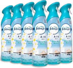 Febreze New & Improved Air Mist Bora Bora Waters, Air Freshener, Home and Kitchen Essentials, Odor Fighting Room Spray (Pack of 6)