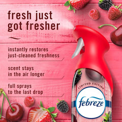 Febreze Air Mist, Air Freshener Spray, Odor Fighting Room Spray, Deodorizer for Home Bathroom Kitchen Office Apartment Dorm Room Classroom, Cherries & Berries Scent, 8.1oz (Pack of 3)