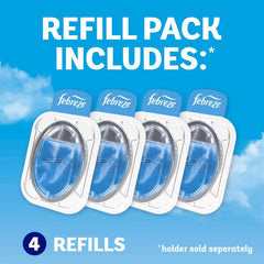 Febreze Trash Odor Fighter, Trash Can Air Freshener, Stick-On Deodorizer for Garbage Cans, Diaper Pails, Works with Scented Trash Bags, Linen & Sky Scent, 4 Refills (Holder Sold Separately)