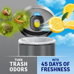 Febreze Trash Odor Fighter, Trash Can Air Freshener, Stick-On Deodorizer for Garbage Cans, Diaper Pails, Works with Scented Trash Bags, Linen & Sky Scent, 4 Refills (Holder Sold Separately)